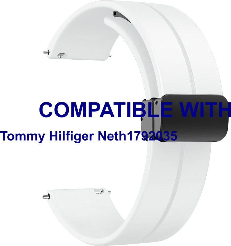 ACM WSM19G22WT4052 Watch Strap Magnetic Clasp Belt 22mm for Tommy Hilfiger Neth1792035 White Smart Band Strap(White)