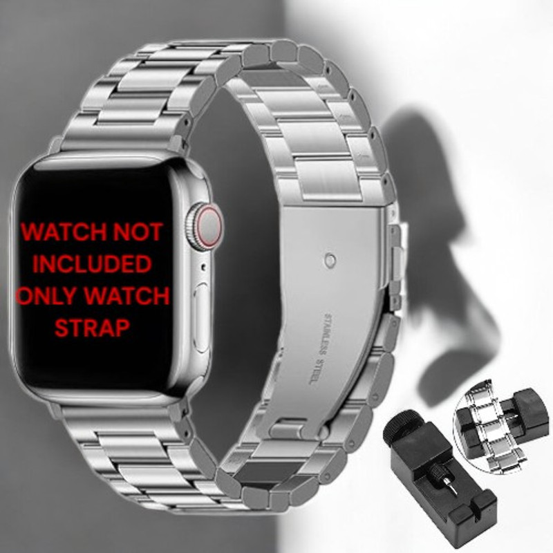 BinkSon Ultra Luxury Stainless Steel Metal Chain Strap with Adjustable Magnetic Closure 45MM Watch Strap for iWatch Band 49MM 46MM 45MM 44MM 42MM || Metal Watch Strap for iWatch Series Ultra2 Ultra 10 9 8 7 6 SE 5 4 3 2 1 Smart Watch Strap(Silver)
