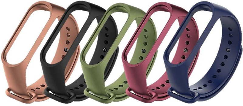 TECHWIND Xiaomi Mi Band 3 & Mi Band 4 Watch Strap Combo Mi Band 4 & Mi Band 3 Combo Pack Smart Band Strap(Brown, Black, Green, Red, Blue)