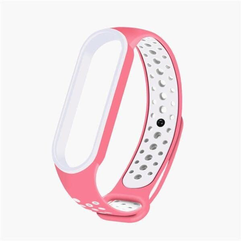 PORTLIX NIKE STYLE DOTED SILICON BAND STRAP FOR XIAOMI MI BAND 5 AND XIAOMI MI BAND 6 Smart Band Strap(Pink, White)