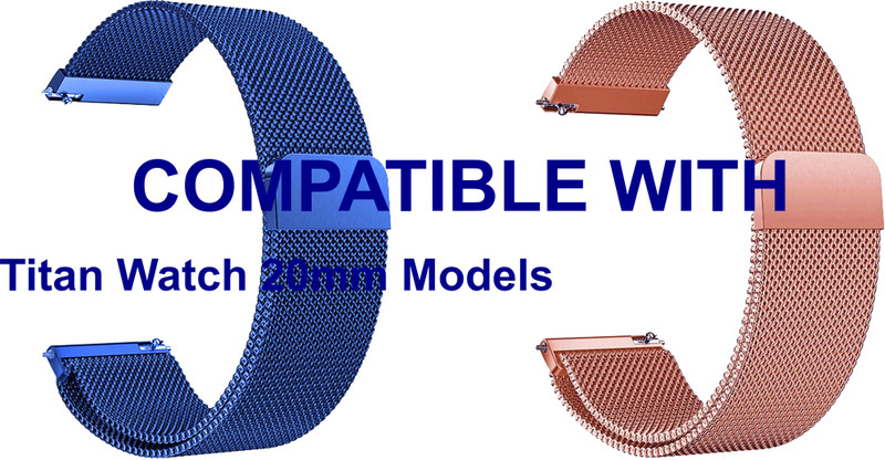 ACM WSM4M20BLRSGSL4056 Pack of 3 Watch Strap Magnetic Belt 20mm for Timex Analog Twhg03smu26 (Blue/Rose Gold/Silver) Smart Band Strap(Mullti Color)