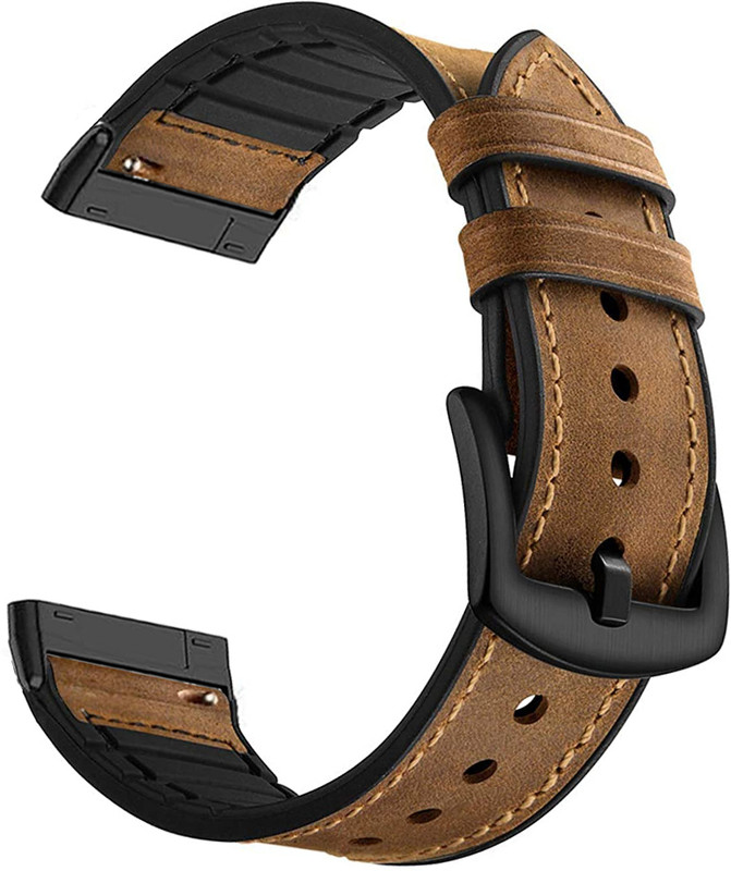CellFAther Leather Silicone Straps for Fitbit Versa 4 | Versa 3 Strap | Fitbit Sense 2 | Sense Premium Bands Smart Watch Strap(Brown)