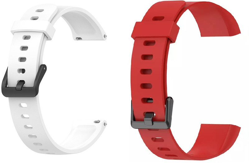 Jape Combo of 02 Replacement Silicon Strap Compatible for Real-me Band Strap -RMA183 Smart Band Strap(White, Red)