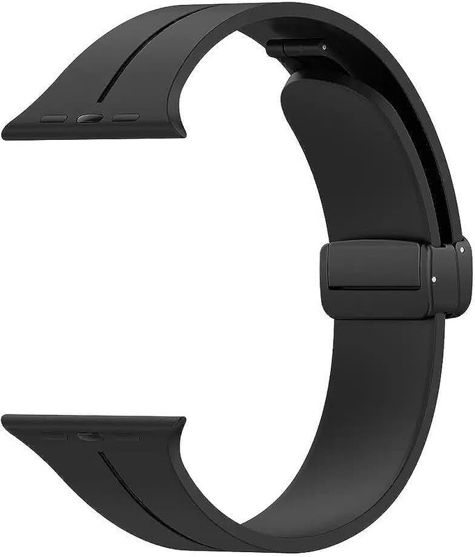 RUPELIK Silicon Magnetic Clasp Strap iWatch 41mm,40mm,38mm For iWatch Series 7,6,5,4,3,2,1,SE Smart Watch Strap(Black)