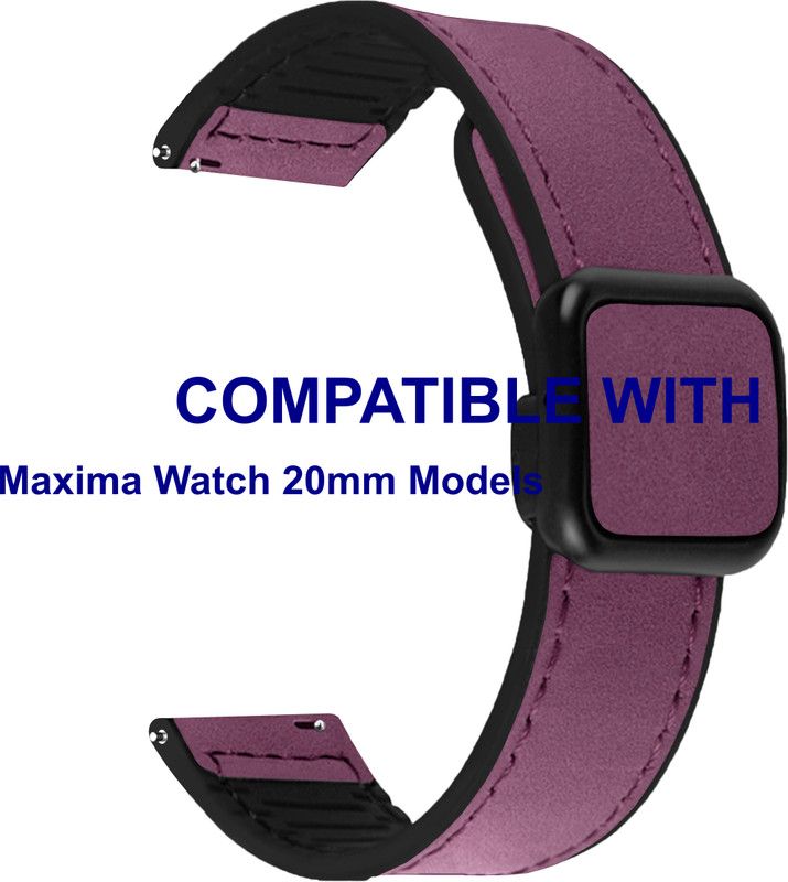 ACM WSM45G20PU4020 Watch Strap Leather Magnetic Silicone Belt 20mm for Maxima Watch 20mm Models Smartwatch Purple Smart Band Strap(Purple)