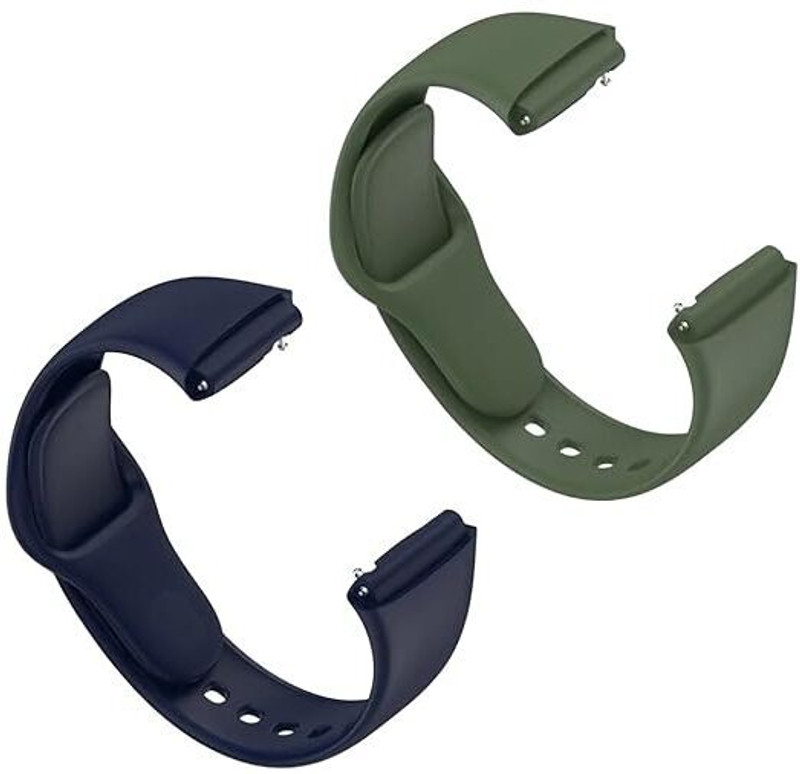 RUPELIK Soft Silicone Classic Strap for Red_ m Watch 3 Active/Watch 3 Lite(Pack Of 2) Smart Watch Strap(Blue)