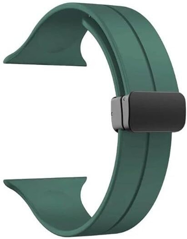 Wrapo Silicone Sport Band Compatible with Apple Watch 38mm 40mm 41mm 42 mm 44 mm 45 mm 49 mm, Magnetic Clasp Adjustable Strap Compatible for iWatch Series SE Series 1-8 Smart Watch Strap(Green)