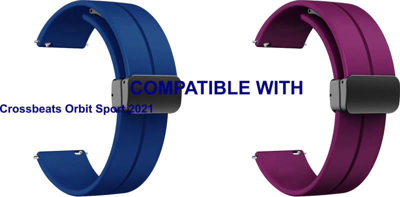 ACM WSM19G22DBLPU1713 Pack of 2 Watch Strap Magnetic Clasp 22mm for Crossbeats Orbit Sport 2021 Smartwatch (Dark Blue/Purple) Smart Watch Strap(Mullti Color)