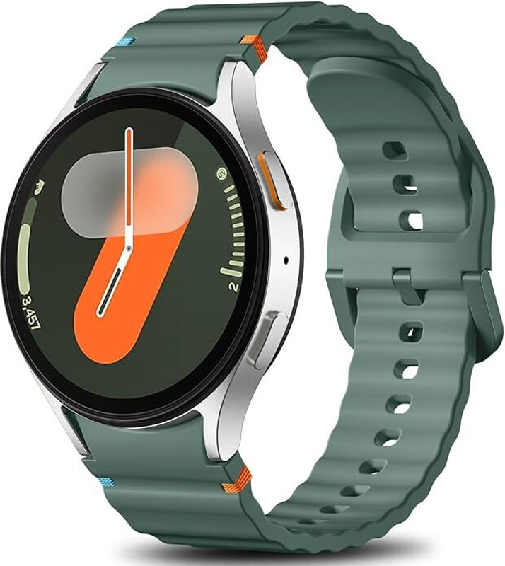 SwapME Sport Bands Compatible with Galaxy Watch 7 6 5 4 Band 40mm 44mm Women Men - No Gap Soft Silicone Strap for Smart Watch S 7 6 5 4 FE, 20mm Wristbands for GalaxyWatch Smart Watch Strap(Green)
