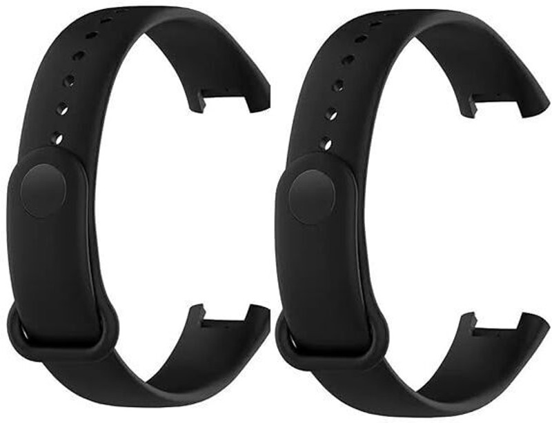 AIFEI PACK OF 2 Soft Silicone Classic Strap Bands for Redmi Smart Band Pro Smart Watch Only, Comfort and Flexible Straps for Men Women and Boys & Girl Smart Band Strap(Black, Black)