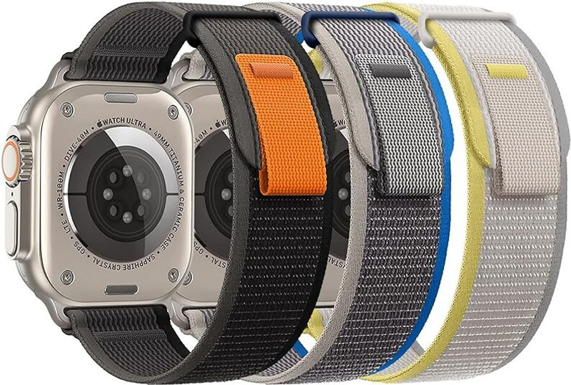 SwapME Trail Loop Band Compatible with Apple Watch Ultra Band 41mm 40mm 38mm Men WomenAdjustable Weave Nylon Sport Wristbands for iWatch Ultra 2 Series 9/8/7/6/5/4/3/2/1 SE Smart Watch Strap(Black, Blue, Yellow)