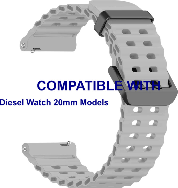 ACM WSM40B20GY4008 Watch Strap Silicone Sports Belt 20mm for Diesel Watch 20mm Models Grey Smart Band Strap(Grey)