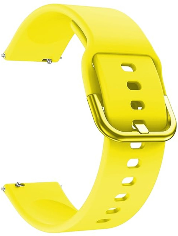 Big Wings 22mm Premium Metal Buckle Silicone Strap Compatible with BOAT WATCH FLASH/LUNAR CONNECT PRO, BOAT WAVE NEO, BOAT WAVE CONNECT Smart Watch Strap(Yellow)