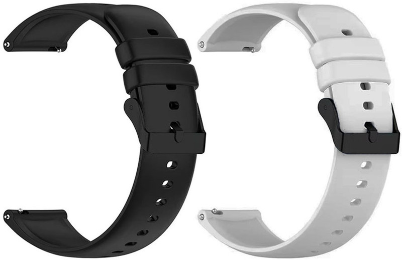 AOnes Pack of 2 Watch Strap Silicone Classic Belt for Boat Flash Plus Smart Watch Strap(Black, Grey)