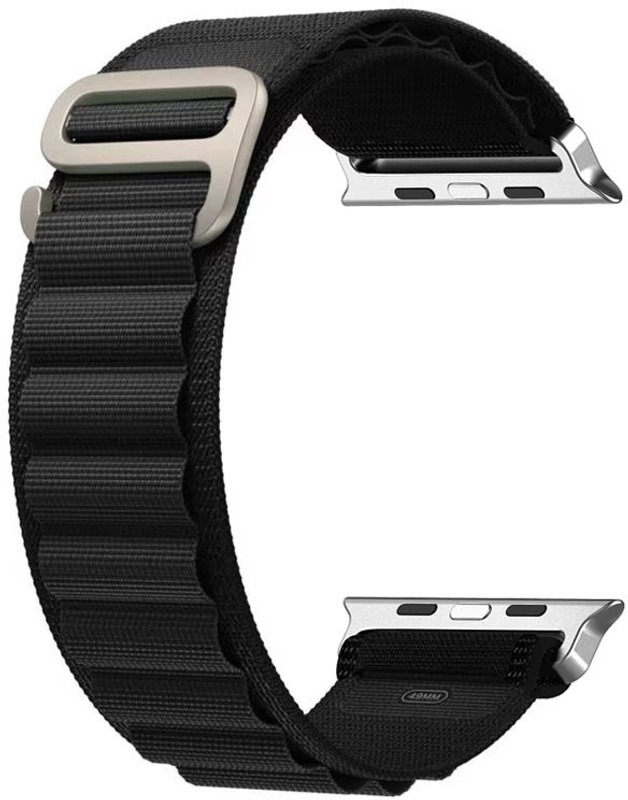 AOnes Alpine Nylon Loop Watch Strap Slide 42mm 44mm 45mm 46mm 49mm for Fire-Boltt Brillia Pro Smart Watch Strap(Black)
