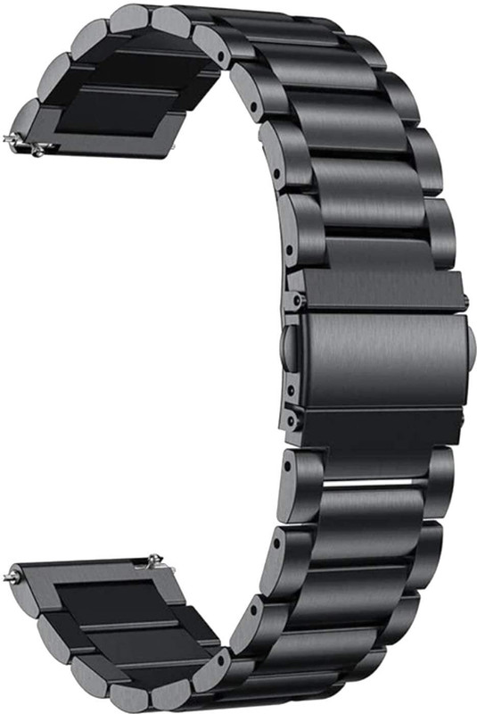 MOBRISTA 22MM Heavy Metal Chain Strap with Secure Lock Compatible with Watch 22 mm Metal Watch Strap(Black)