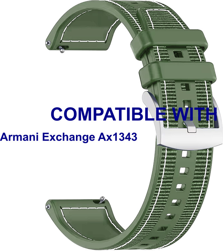 ACM WSM43E22GR4062 Watch Strap Soft Nylon Silicone Belt 22mm for Armani Exchange Ax1343 Smartwatch Green Smart Band Strap(Green)