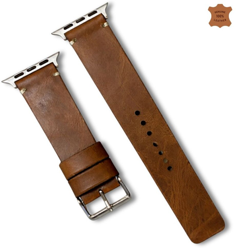ZINOSKINS Leather Strap for Apple Watch Real Leather Simple Style Band Size 45 mm 46 mm Series 11 10 9 8 7 6 5 4 3 2 1 Ultra 1 2 3 Smart Watch Strap(Brown)