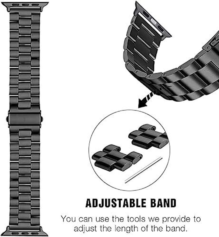 lioto smartwatch band strap belt Luxury Stainless Steel Metal Chain Strap 42/44/45/49mm for all watches with 44mm lugs Smart Watch Strap(Black)