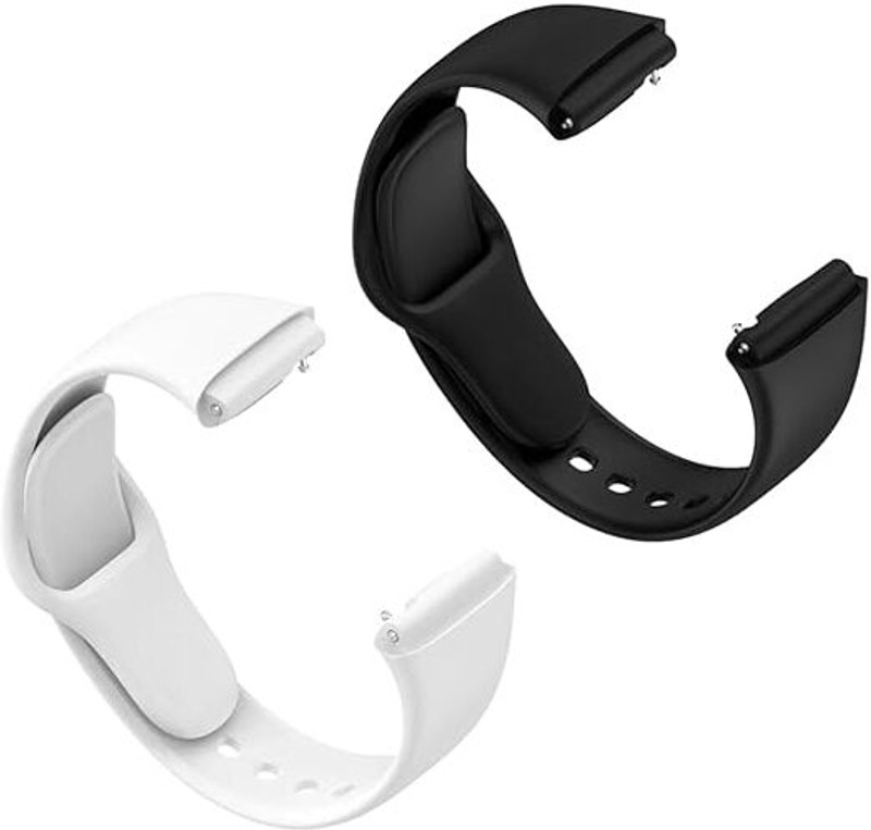 RUPELIK Silicone Wrist Watch Band Strap Compatible with Redmi Watch 3 Lite / 3 Active Smart Watch Strap(Black, White)