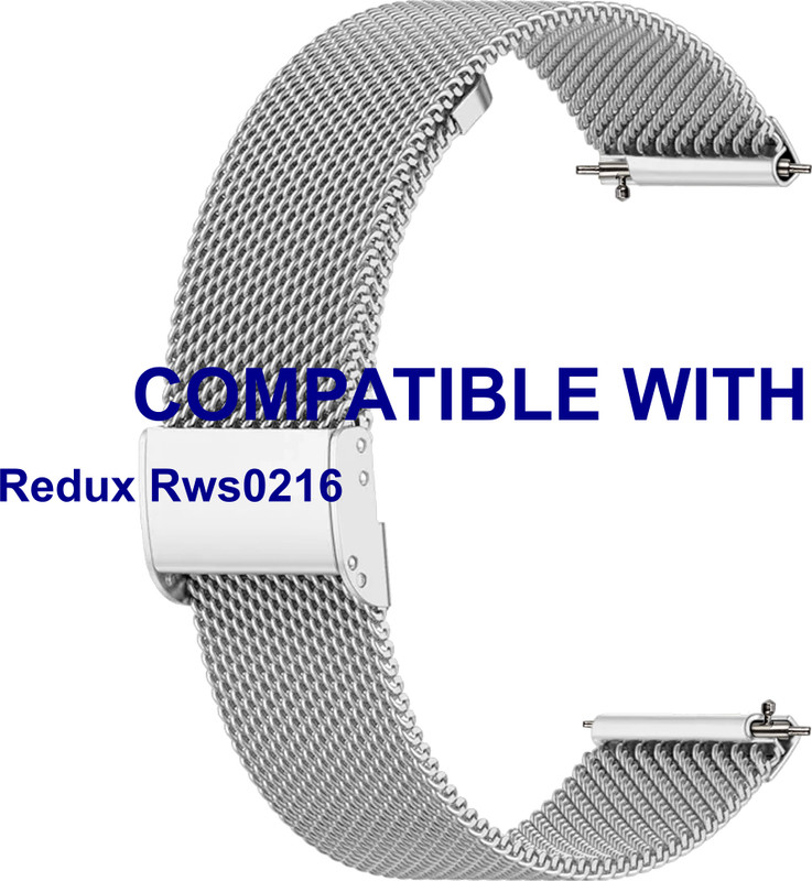ACM WSM21I22SL4043 Watch Strap Adjustable Metal Belt 22mm for Redux Rws0216 Silver Smart Band Strap(Silver)