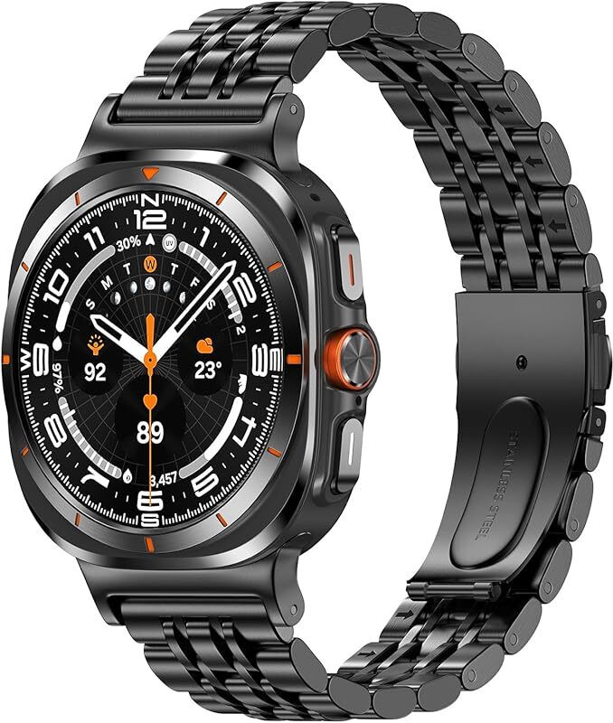 LNKART Stainless Steel Band Compatible with Galaxy Watch Ultra Bands 47mm (2024),No Gap Business Metal Replacement Strap for Galaxy Watch 7 Ultra 47mm Men Smart Watch Strap(Black)