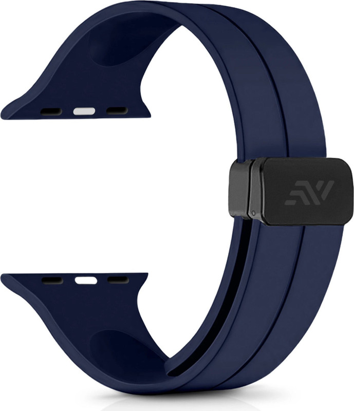 NECESORIES Soft Silicon Belt Magnetic Folding Buckle Band for Iwatch 42/44/45/46/49 mm Smart Watch Strap(Blue)