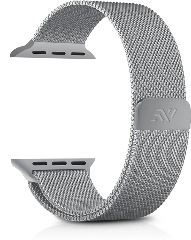 NECESORIES Metal Magnetic Milanese Loop Band for Iwatch 42/44/45/46/49 mm Smart Watch Strap(Silver)
