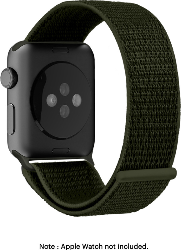 DailyObjects Army Green Lightweight Loop Nylon WatchBands/Straps Compatible with Apple Watch 38mm/40mm/41mm | Sporty Adjustable Strap with Premium Velcro closure Strap for Apple iWatch Ultra Series SE 8 7 6 5 4 3 2 1 (Watch NOT Included) Smart Watch Strap(Green)