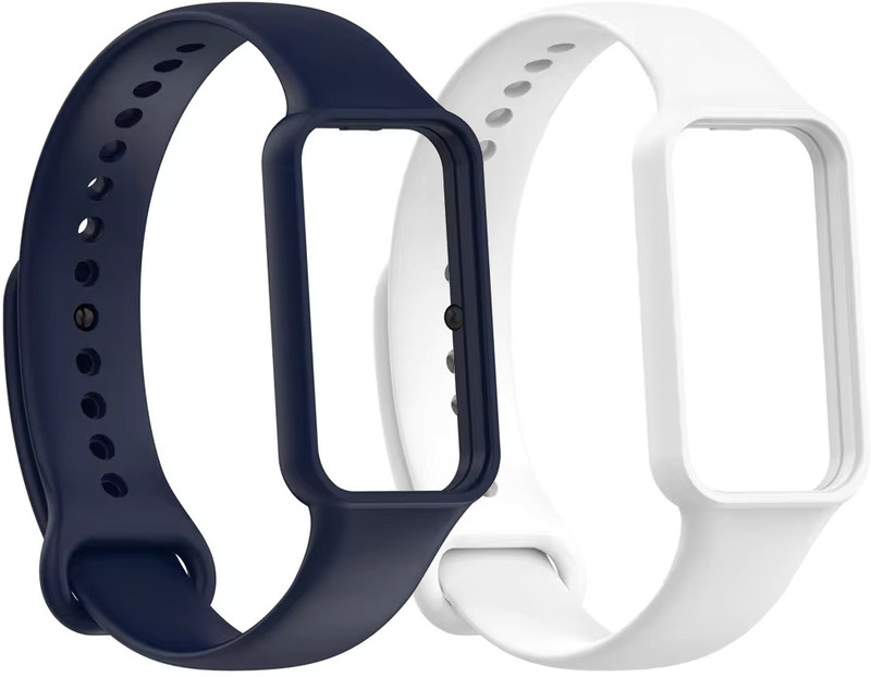 valente soft silicone watch bands Compatible with Amazfit Band 7 (Pack of 2) Smart Band Strap(Green, White)
