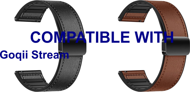 ACM WSM33U20BKGL5052 Pack of 2 Watch Strap Leather Silicone Belt 20mm for Timex Smart Neo Smartwatch (Black/Gold) Smart Watch Strap(Mullti Color)