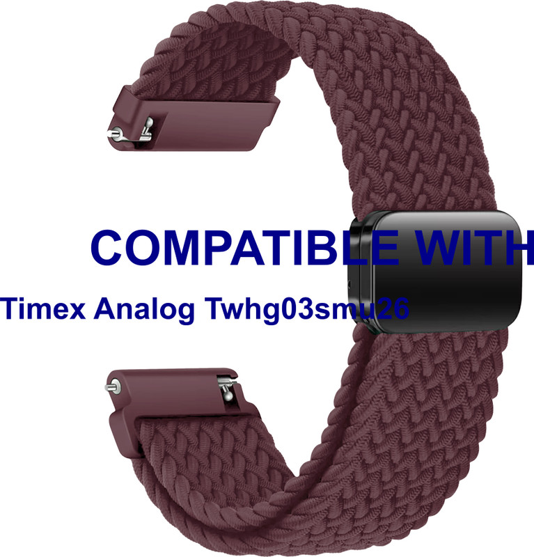 ACM WSM26N20PU4056 Watch Strap Woven Braided Magnetic Belt 20mm for Timex Analog Twhg03smu26 Purple Smart Band Strap(Purple)