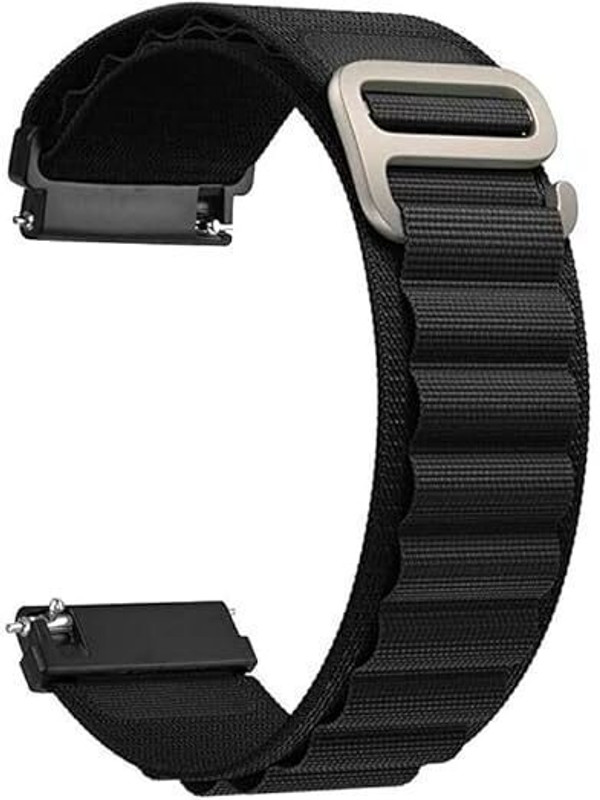 TECHNUV 22mm Nylon Sports Alpine Loop Band Strap Compatible with Noise NoiseFit Halo | NoiseFit Halo Plus | NoiseFit Force | NoiseFit Force Plus Smart Watch Strap(Black)