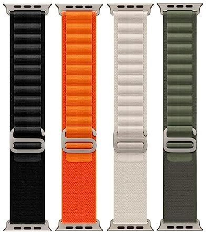 UNQMobi Multipack Ocean/Alpine Loop Straps Compatible with Apple iWatch Series 8/7/6/5/4/3/2/1/SE Adjustable Sport Straps for Smartwatch Women Men 42MM/44MM/49MM Only Strap-pack of 4 Smart Watch Strap(Mullti Color)