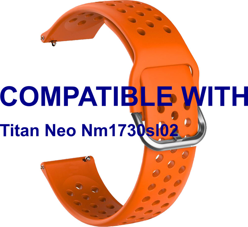 ACM WSM30R22OR4063 Watch Strap Silicone Belt 22mm for Titan Neo Nm1730sl02 Orange Smart Band Strap(Orange)