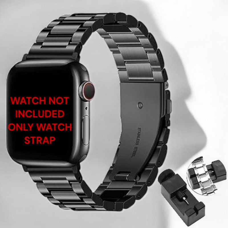 CoverLelo Ultra Luxury Stainless Steel Metal Chain Strap with Adjustable Magnetic Closure 45MM Watch Strap for iWatch Band 49MM 46MM 45MM 44MM 42MM || Metal Watch Strap for iWatch Series Ultra2 Ultra 10 9 8 7 6 SE 5 4 3 2 1 Smart Watch Strap(Black)