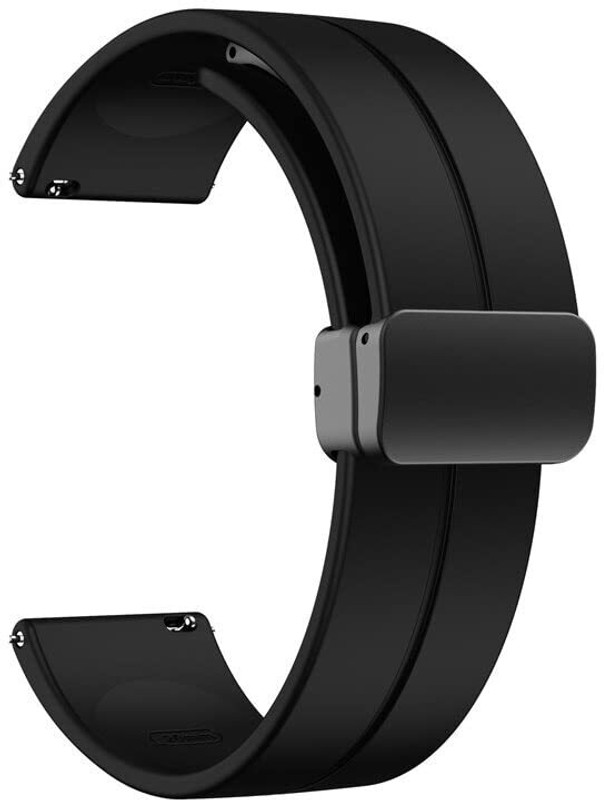 KHR 20MM For Amazfit GTS 2 Mini, Amazfit Bip/Pro/Lite, Bip S, Amazfit GTR, Samsung Galaxy Watch 4/ Watch 5 Compatible All 20MM Silicone magnetic Smart Watch Strap(Black)