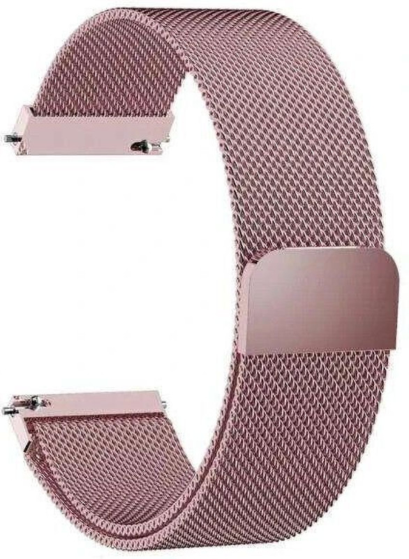 NECESORIES Metal Magnetic Melanese Loop 22mm Watch Belt Stainless Steel Smart Watch Strap(Pink)