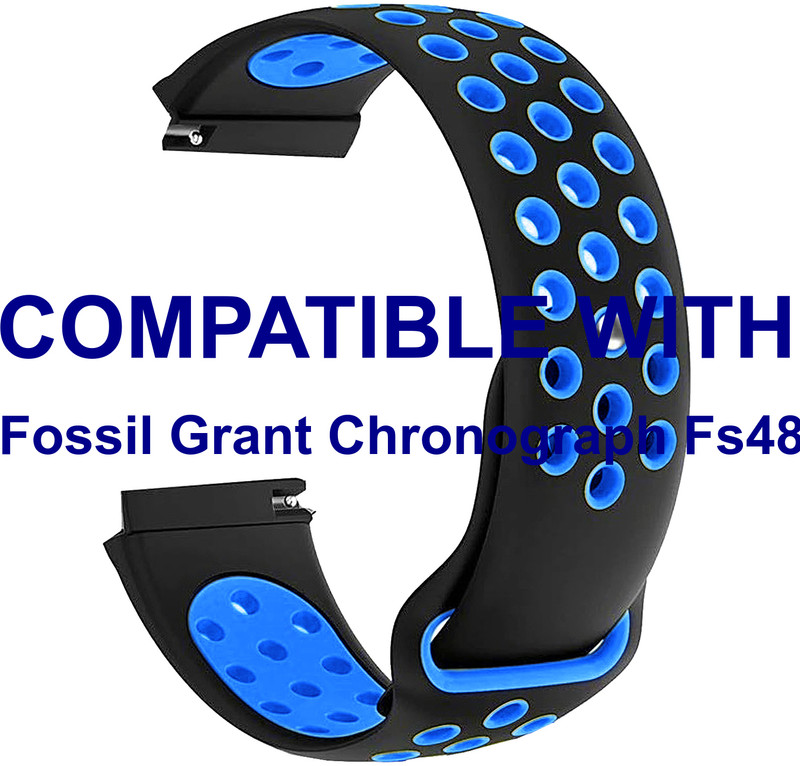 ACM WSM1D22BKB4031 Watch Strap Dotted Belt 22mm for Fossil Grant Chronograph Fs4813ie Black & Blue Smart Band Strap(Mullti Color)