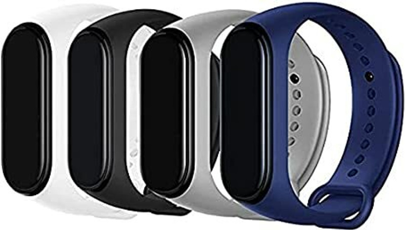 Asotai Band Strap Compatible Mi Band 3 /Mi Band 4 Fitness Band (Pack of 4) (only strap) Smart Band Strap(White, Grey, Blue, Black)