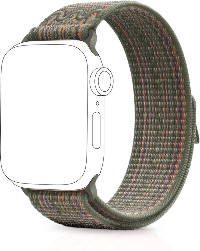 NECESORIES Series 9 Nylon Weave Velcro Sports Band Compatible for Apple Watch strap 42mm/44mm/45mm/46mm/49mm Series Smart Watch Strap(Black)
