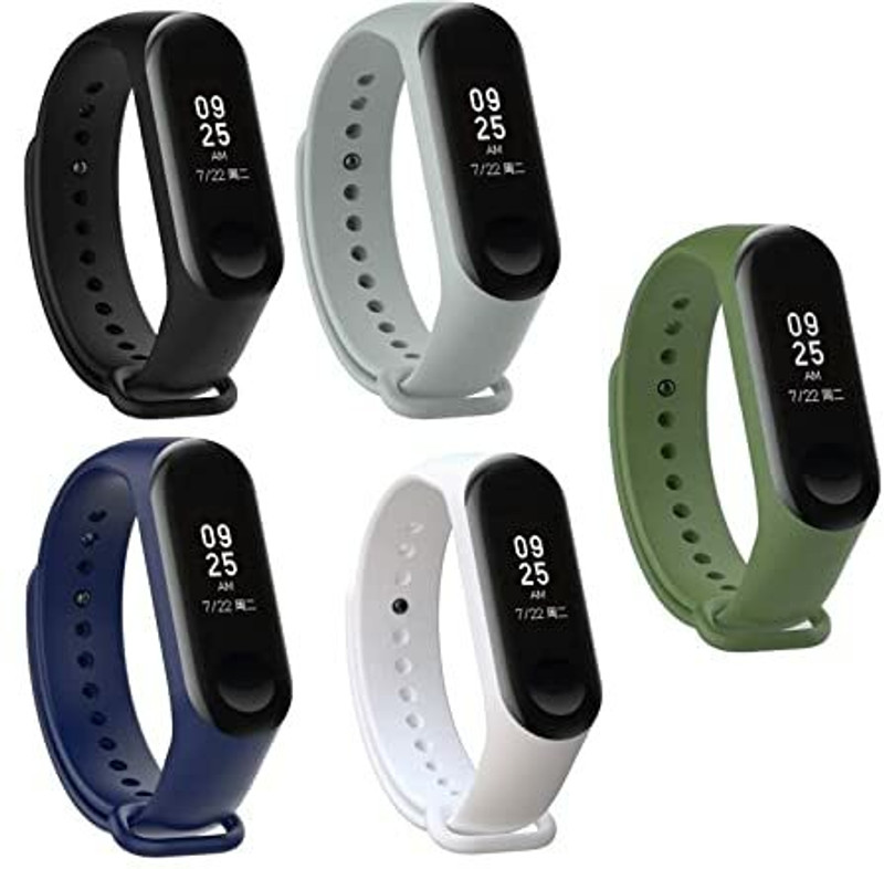 Asotai Band Strap Compatible Mi Band 3 /Mi Band 4 Fitness Band (Pack of 5) (only strap) Smart Band Strap(Mullti Color)
