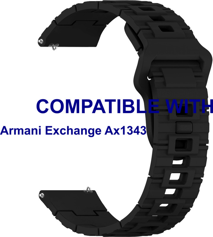 ACM WSM20H22BK4062 Watch Strap Adjustable Steel Belt 22mm for Armani Exchange Ax1343 Black Smart Band Strap(Black)
