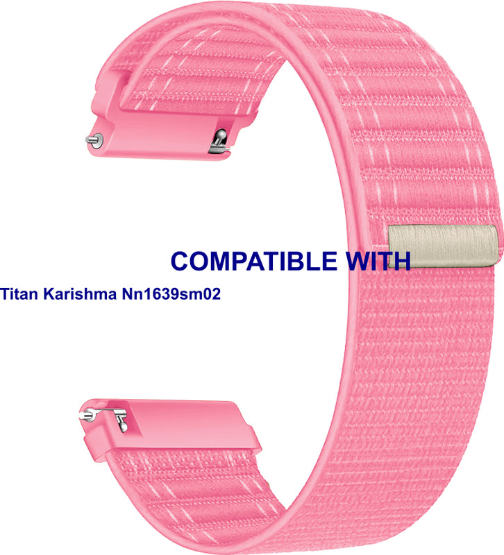 ACM WSM39A20PK4058 Watch Strap Nylon Soft Belt 20mm for Titan Karishma Nn1639sm02 Pink (ONLY SUITABLE FOR LARGE WRIST SIZE) Smart Band Strap(Pink)