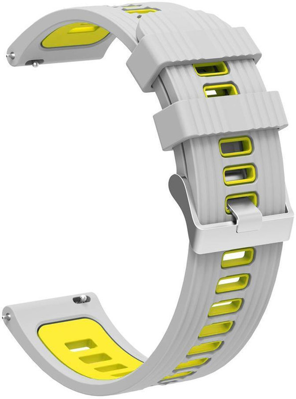 Colorcase Silicon Strap Compatible FOr NoiseFit Diva 2 Smart Watch 22 mm Silicone Watch Strap(Grey Yellow)