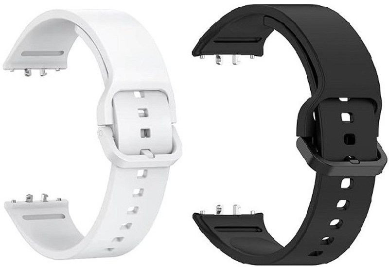 RUPELIK Flexible Silicone Replacement Strap Compatible With Sam Galaxy Fit 3 (Pack Of 2) Smart Watch Strap(Grey, Black)