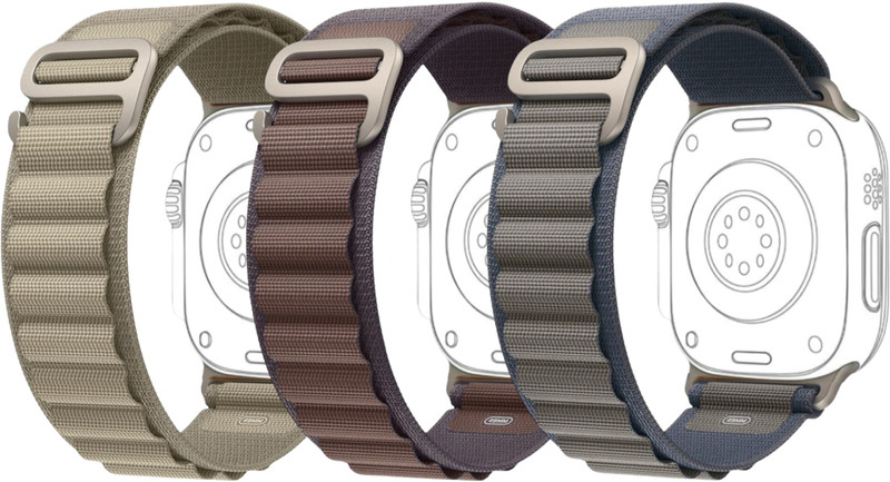 onefit Alpine Loop Strap Nylon Watch Band for Apple Watch 42mm/44mm/45mm/49mm (Only Alpine Loop, Watch NOT Included) Pack of 3 Smart Watch Strap(Green, Purple, Blue)