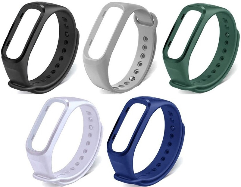 techmount Silicone Adjustable Colorful Replacement Oppo Oneplus Band Strap Wristband Watch Strap Belt Combo Pack Of 5 For Oppo Oneplus Smart Band Strap(Black, Blue, Grey, Green, White)