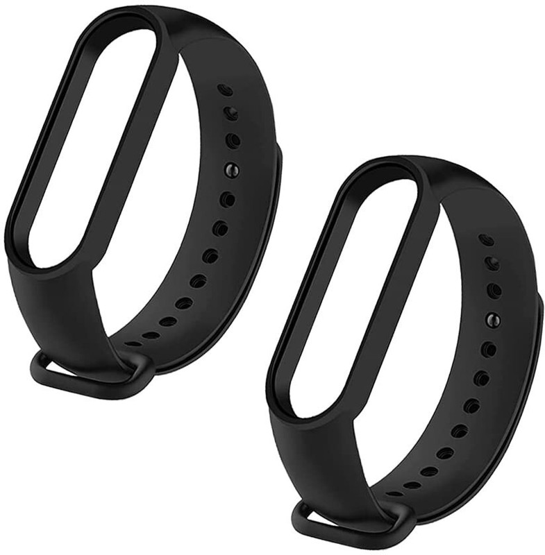 PORTLIX COMBO 2 PCS SOFT SILICON XIAOMI MI 5 AND 6 Smart Band Strap(Black)