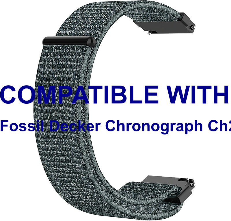 ACM WSM3V22BK4035 Watch Strap Nylon Loop Belt 22mm for Fossil Grant Chronograph Fs5151 Black Smart Band Strap(Black)
